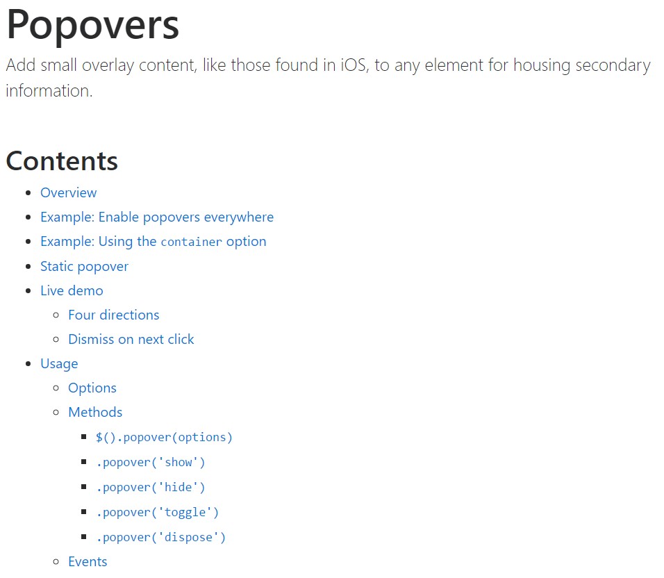 Bootstrap popovers  formal  documents