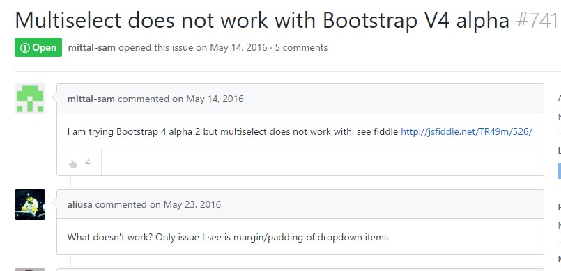 Multiselect does  not actually  function  by using Bootstrap V4 alpha